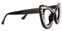 April - Glitter Black/Gold Cat Eye Glasses | Vooglam