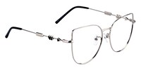 Angela Silver Cat Eye Glasses - 4