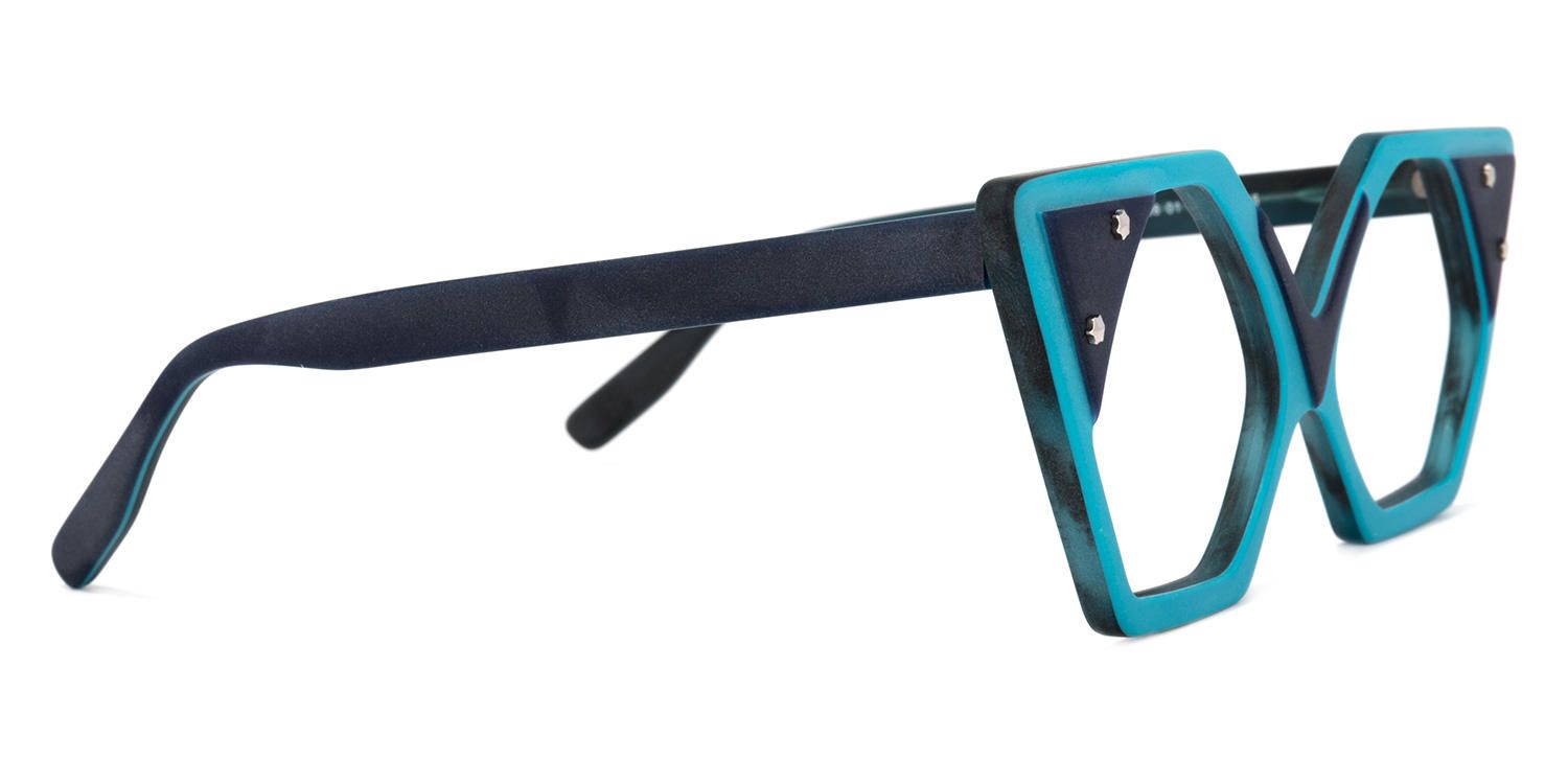 Geometric Peacock/Blue Eyeglasses | Vooglam.com 4