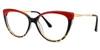 Trudie - Cat-Eye Red & Black Plastic Glasses | Vooglam Front View