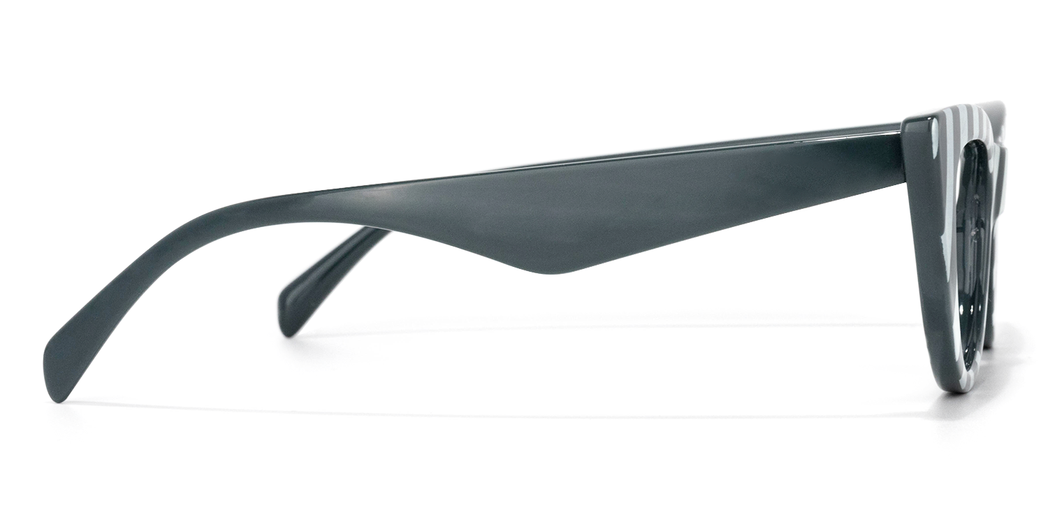 Cat Eye Grey/Stripe Eyeglasses by Vooglam.com - Product View 7