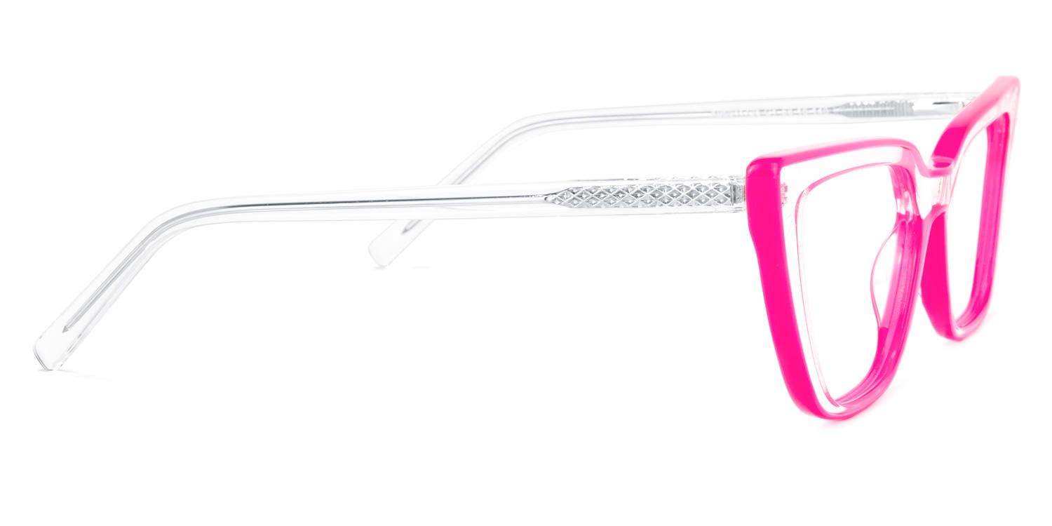 Lyuba - Trendy Neon Pink Glasses Geometrical Lines | Vooglam 4