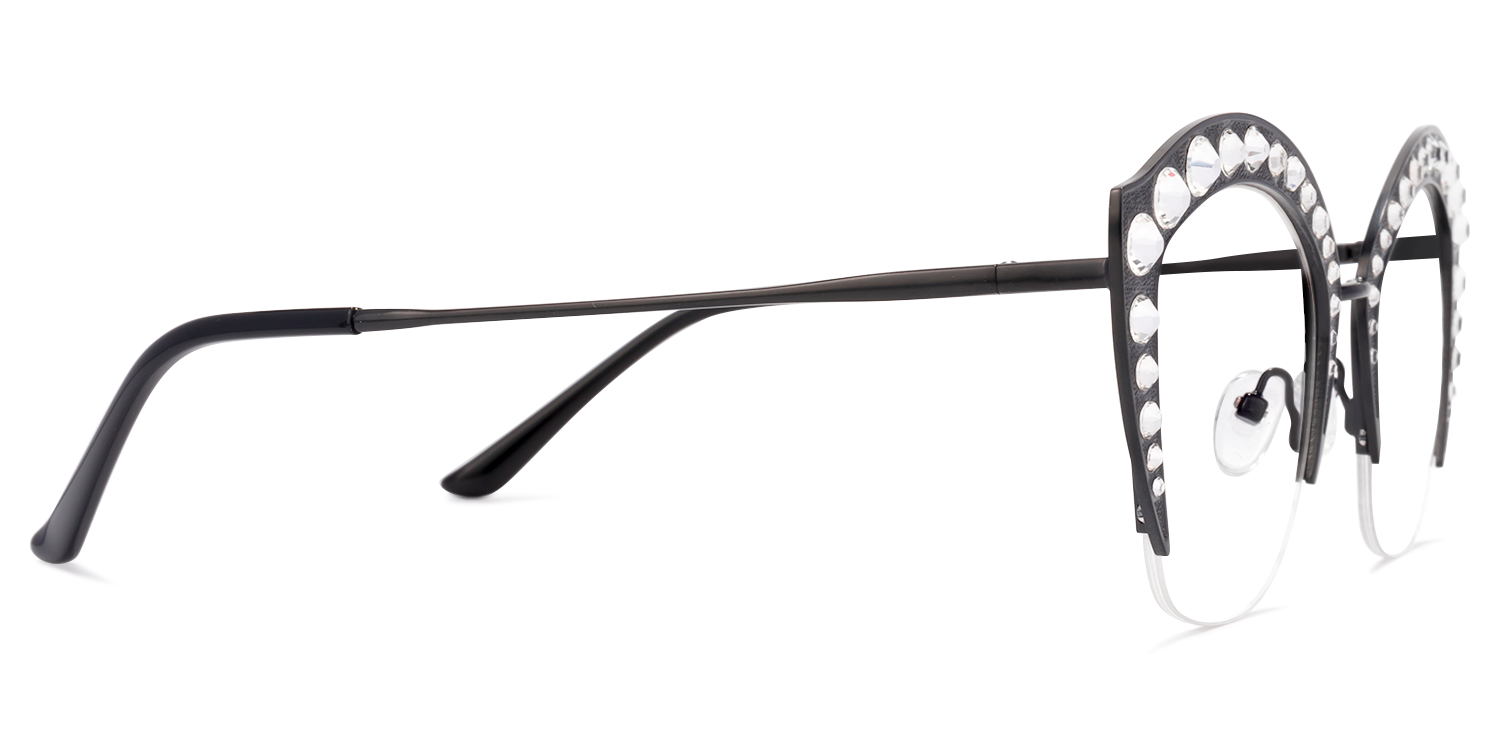 Lip-shaped Half-rim Black Eyeglasses by Vooglam.com - Product View 4