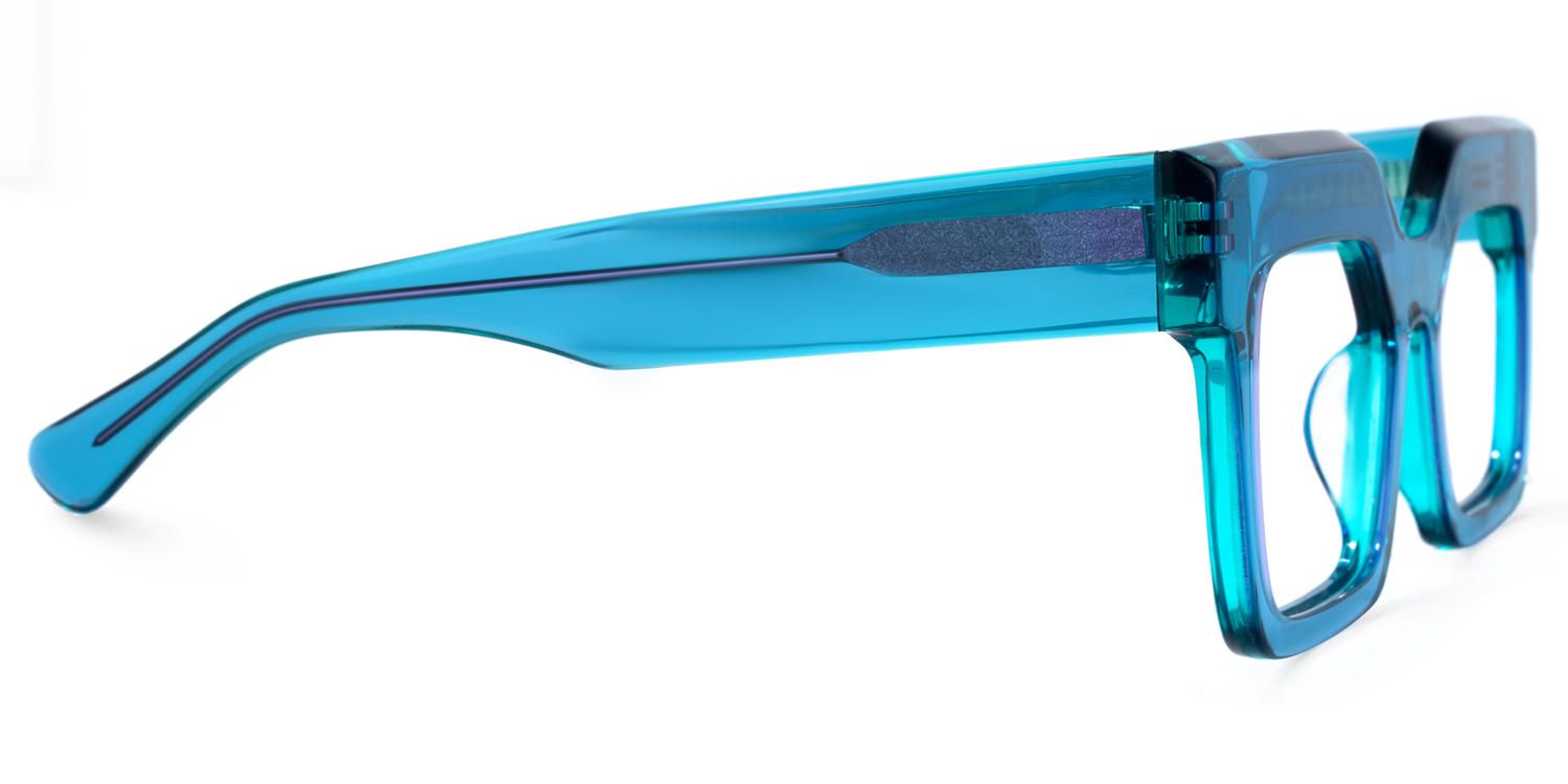 Rectangle Blue Eyeglasses by Vooglam.com - Product View 4