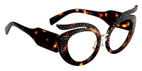 Christine - Bold Tortoise Shell Glasses with Rhinestone | Vooglam Side View