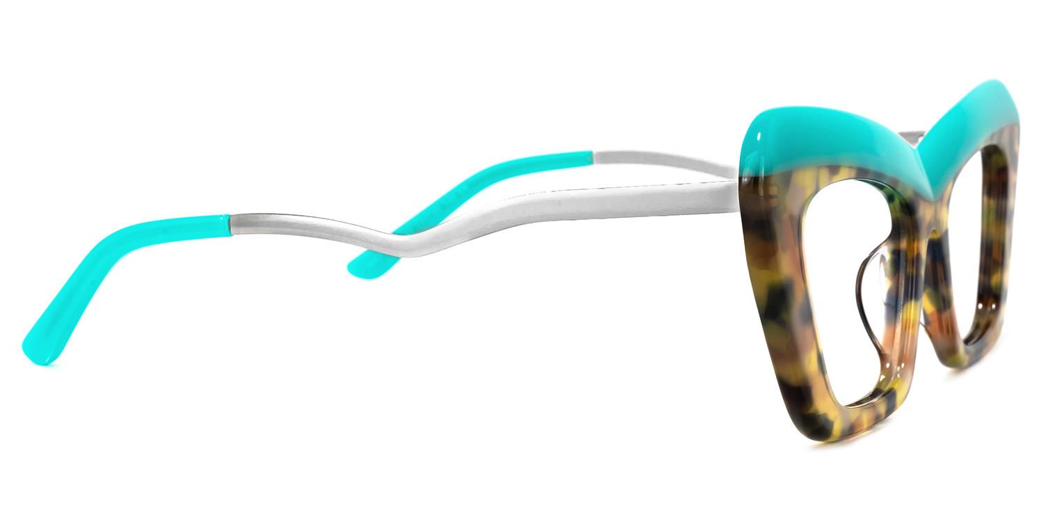Dusica - Rectangle Turquoise Eyeglasses | Vooglam 4