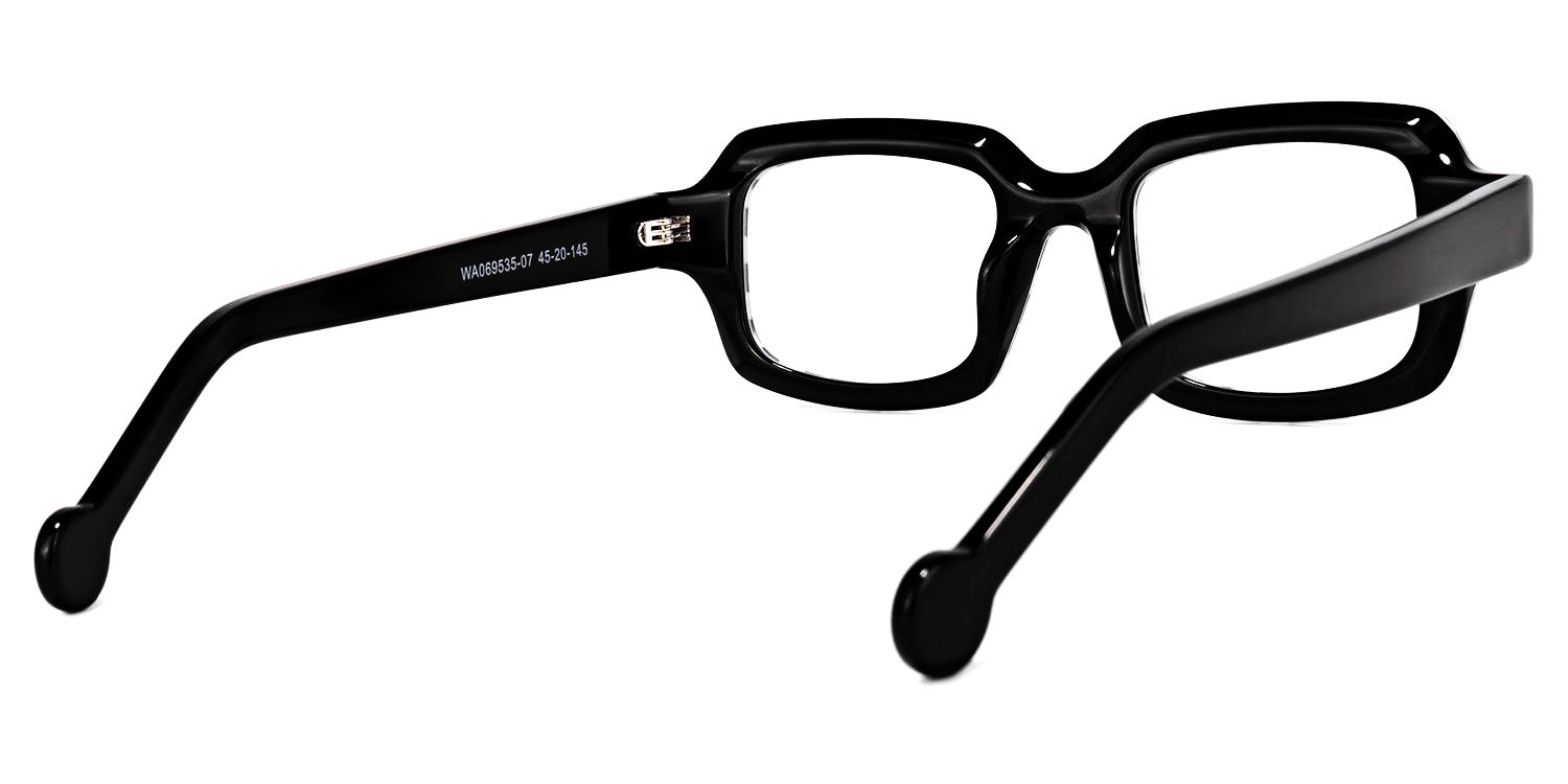 Roxy - Rectangle Black/White Eyeglasses | Vooglam Side View