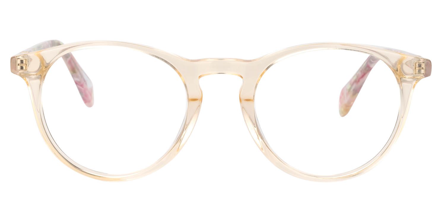 Round Champagne Eyeglasses | Vooglam.com Front View