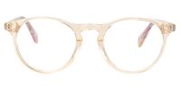 Round Champagne Eyeglasses | Vooglam.com Front View