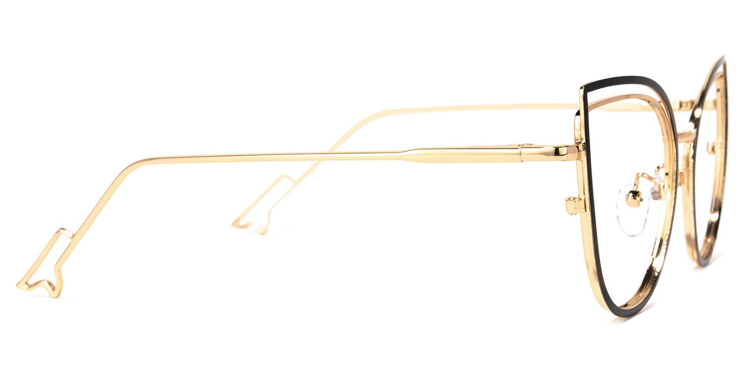 Pearline - Cat Eye Black/Gold Eyeglasses | Vooglam 4