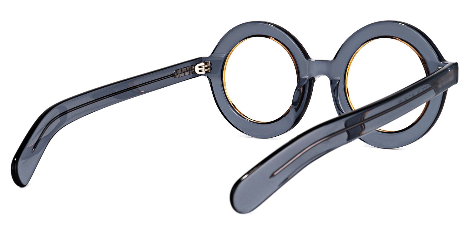 Almon - Round Grey Eyeglasses | Vooglam Side View