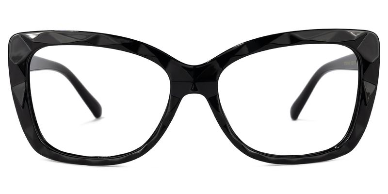Letitia - Bold Faceted Black Rectangle Glasses