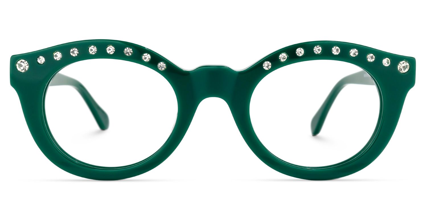 Round Green Eyeglasses | Vooglam.com Angle View