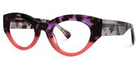 Oval Red Eyeglasses | Vooglam.com Front View