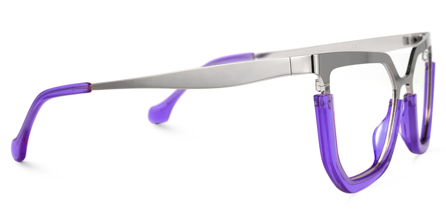 Leeza - Geometric Purple Eyeglasses | Vooglam 4