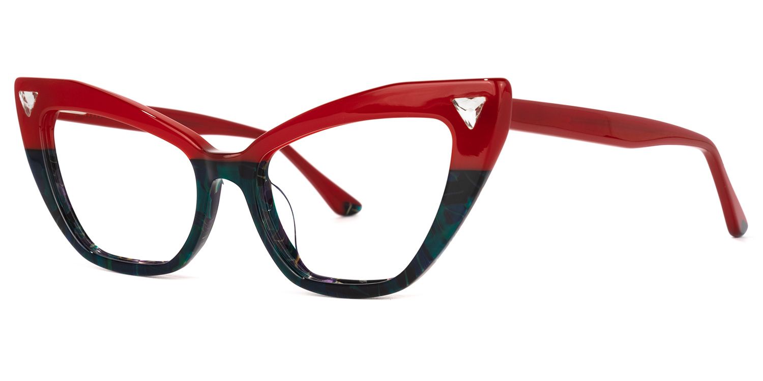 Sharde - Cat Eye Red Eyeglasses | Vooglam Front View