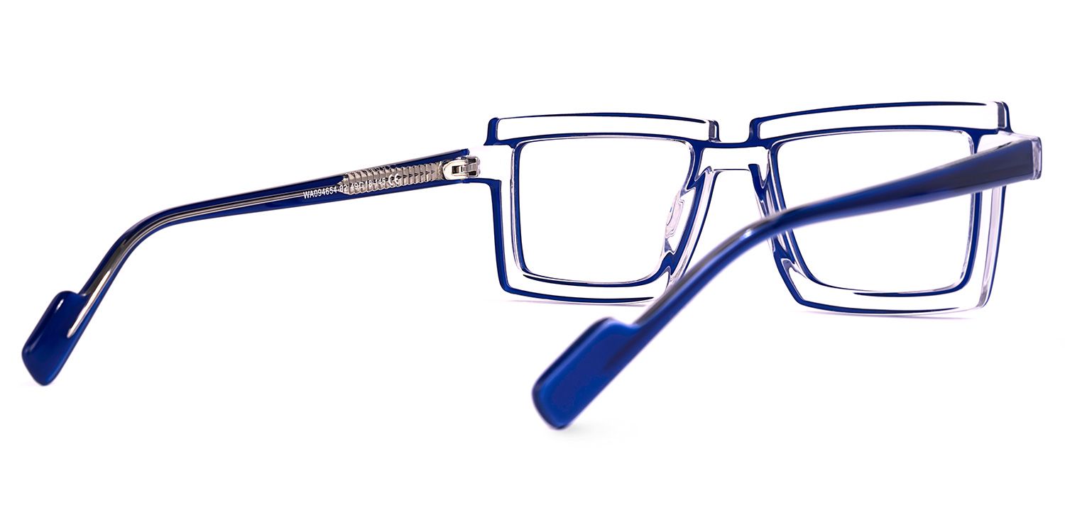 Joselyn - Cyberpunk Rectangle Glasses Blue Outline product detail 3