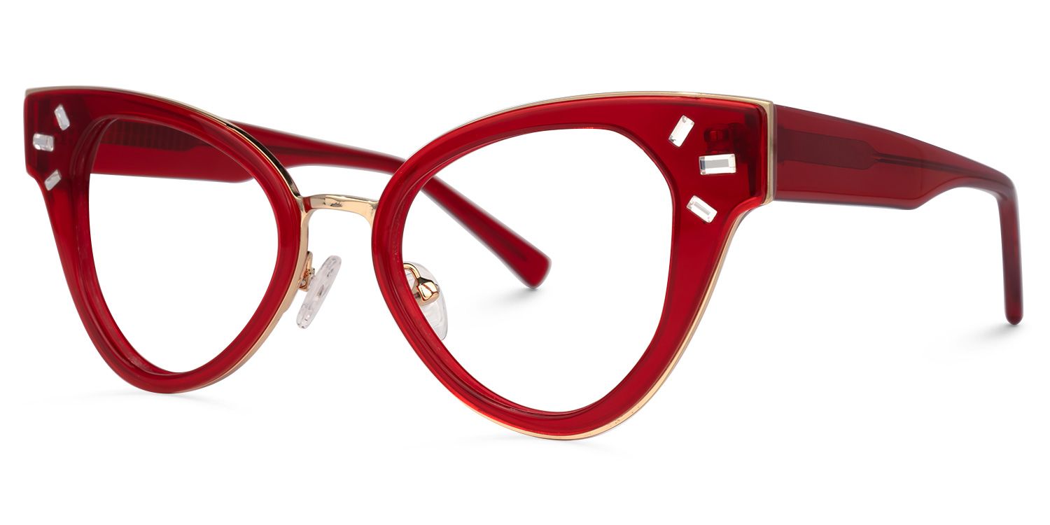 Alicea - Cat Eye Red Eyeglasses | Vooglam Front View