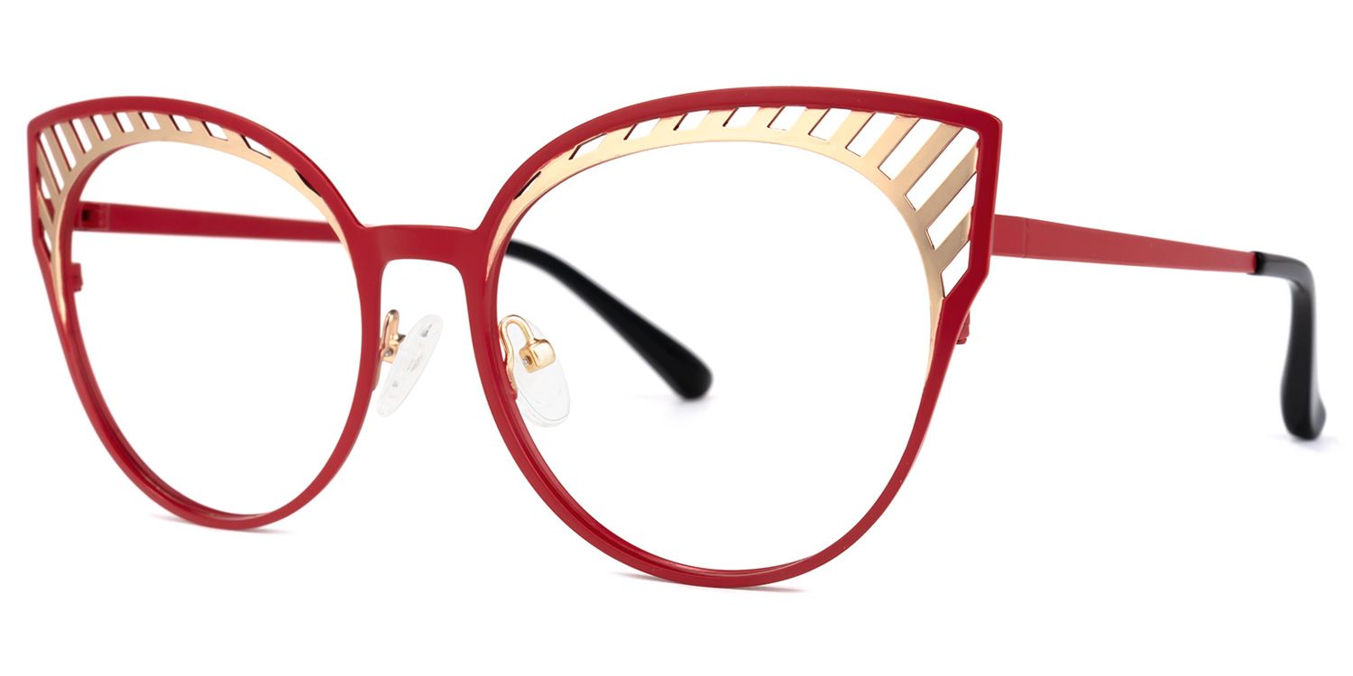 Botello - Cat Eye Red Eyeglasses by Vooglam - Front View