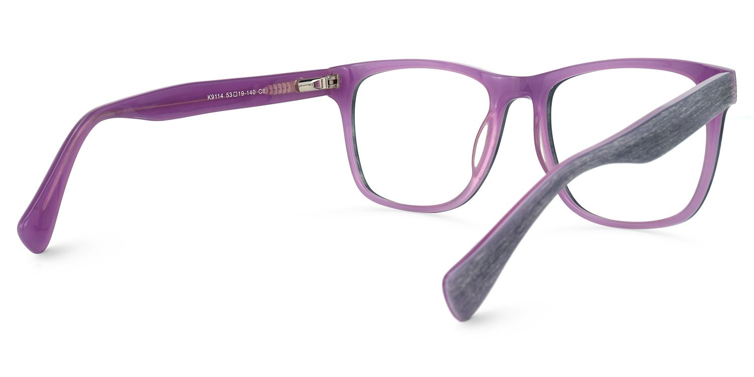 Rectangle Purple Eyeglasses by Vooglam.com - Side View