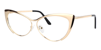 Annabelle - Elegant Gold Cat Eye Vintage Glasses | Vooglam Front View