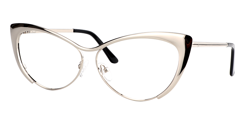 Annabelle - Sleek Silver Cat Eye Glasses | Vooglam Front View
