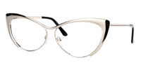 Annabelle - Sleek Silver Cat Eye Glasses | Vooglam Front View