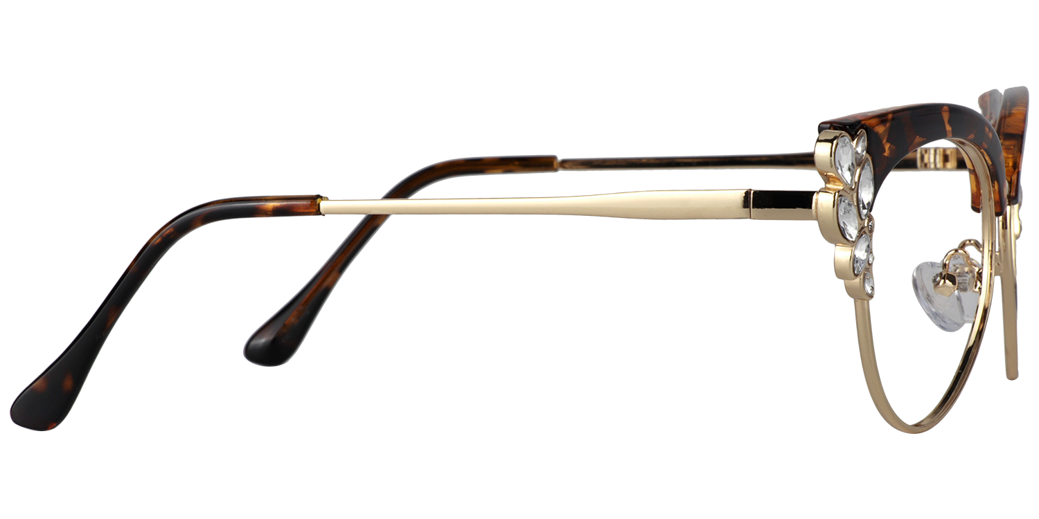 Stylish Tortoise Crystal Browline Glasses 4