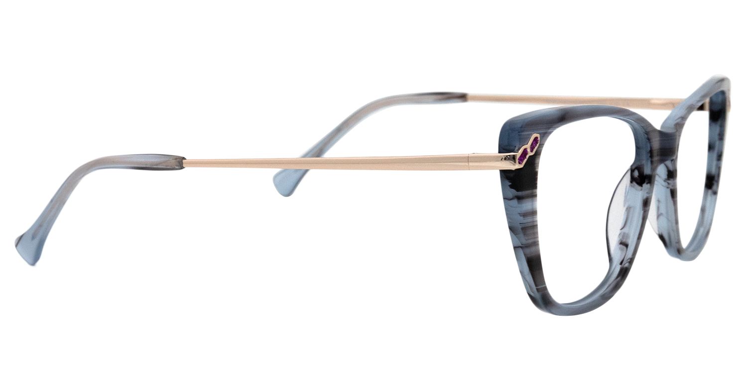 Monica Rectangle Blue/Floral Eyeglasses - 5