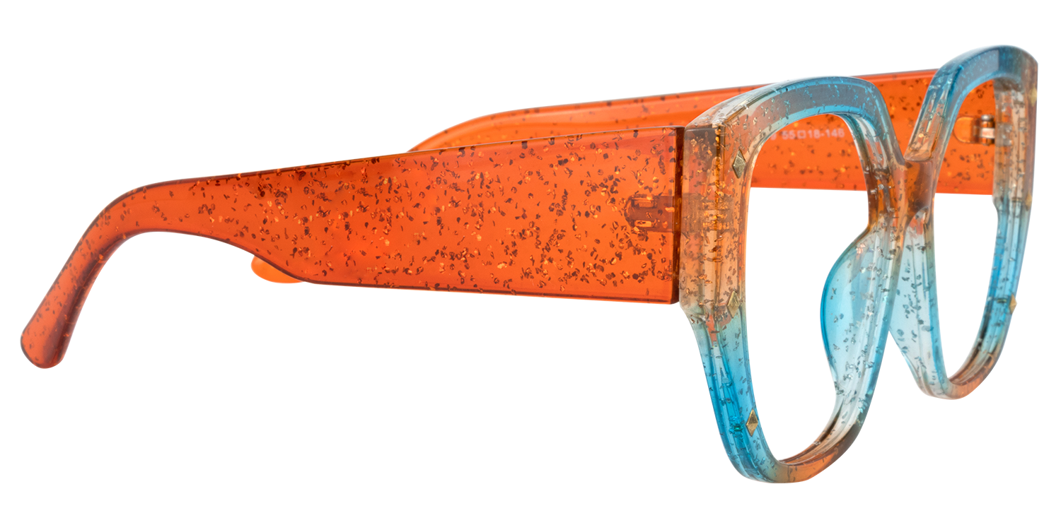 Geometric Orange/Blue Eyeglasses | Vooglam.com 4