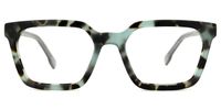Rectangle Blue/Tortoise Eyeglasses | Vooglam.com Angle View