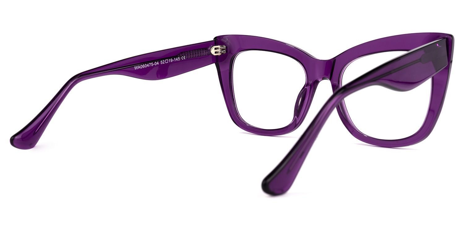 Escobar - Bold Statement Purple Cat-Eye Glasses | Vooglam Side View