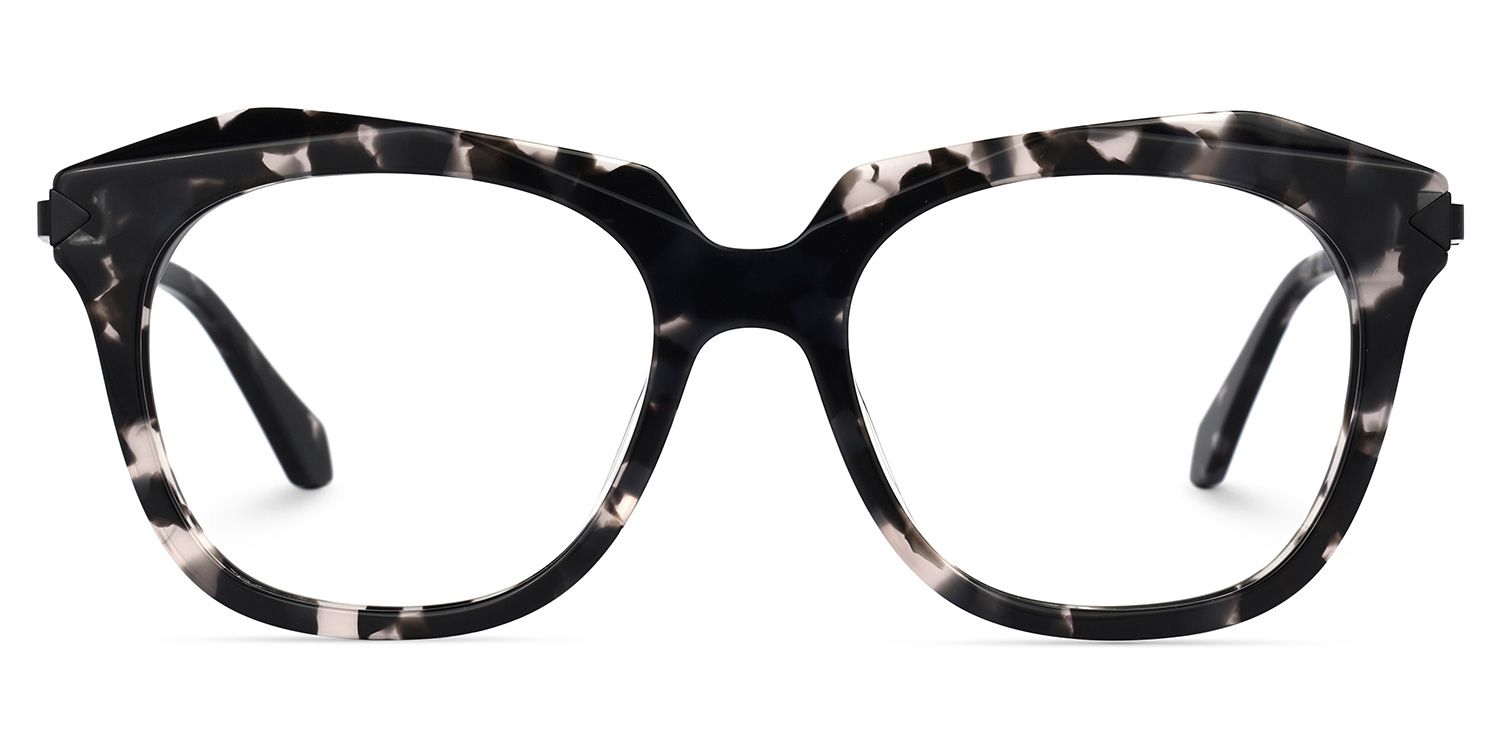 Geometric Dark/Tortoise Eyeglasses | Vooglam.com Angle View