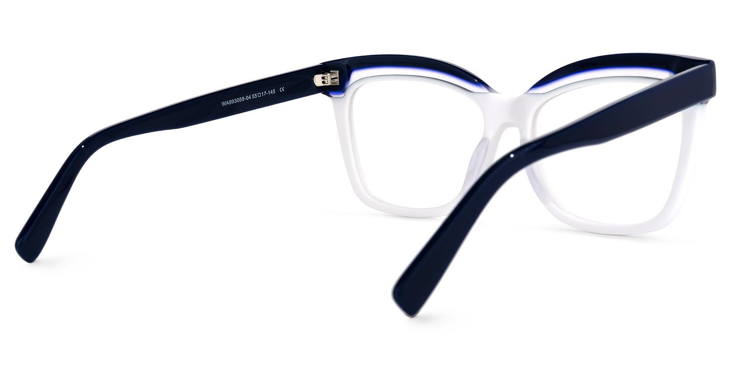 Square White Eyeglasses | Vooglam.com Side View