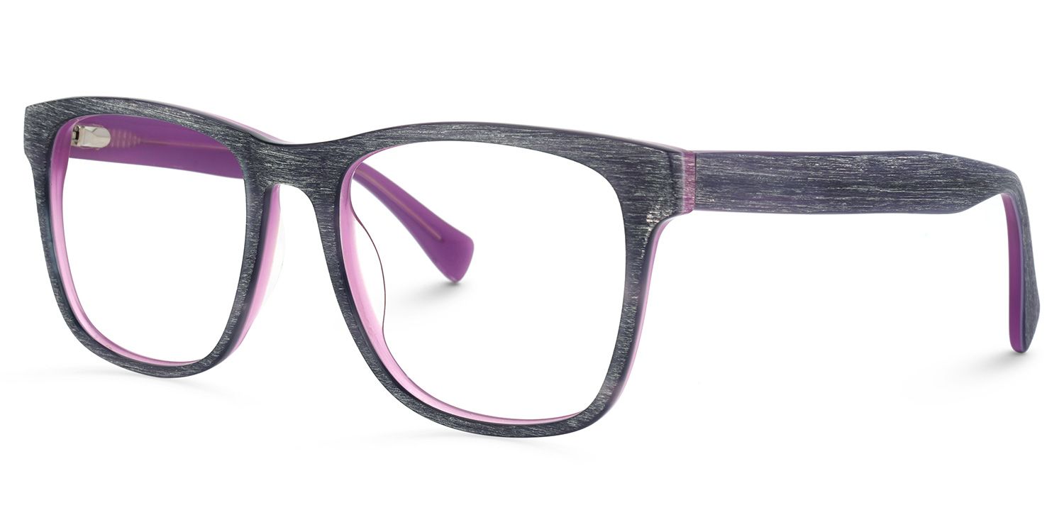Rectangle Purple Eyeglasses by Vooglam.com - Front View