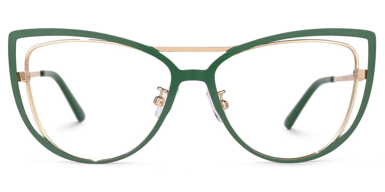 Roselyn - Cat Eye Green Eyeglasses | Vooglam Angle View