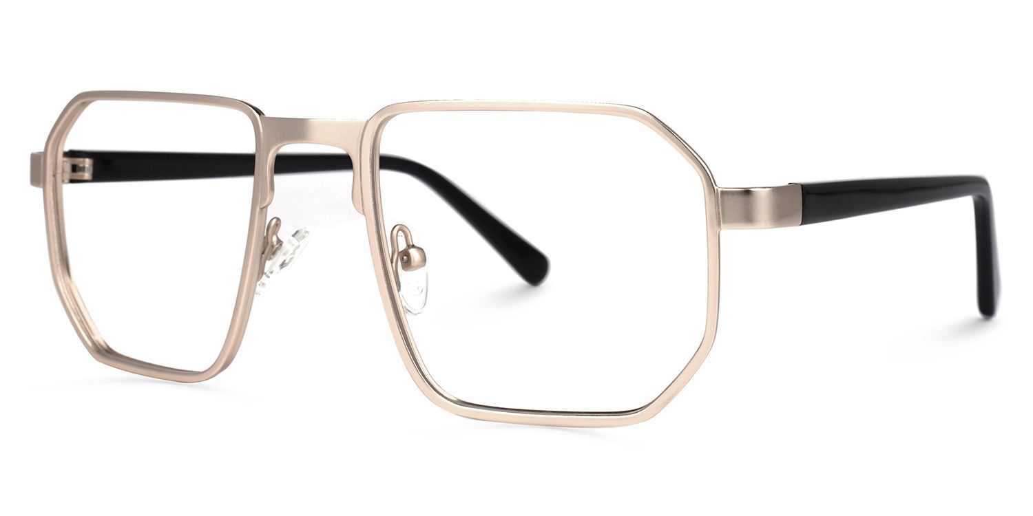 Square Gold Eyeglasses | Vooglam.com Front View