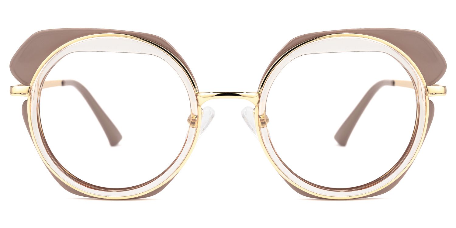 Round Brown Eyeglasses | Vooglam.com Angle View