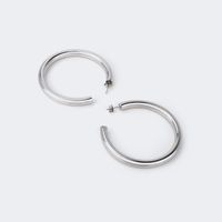 Chunky Silver Pierced Earrings | Vooglam.com Angle View
