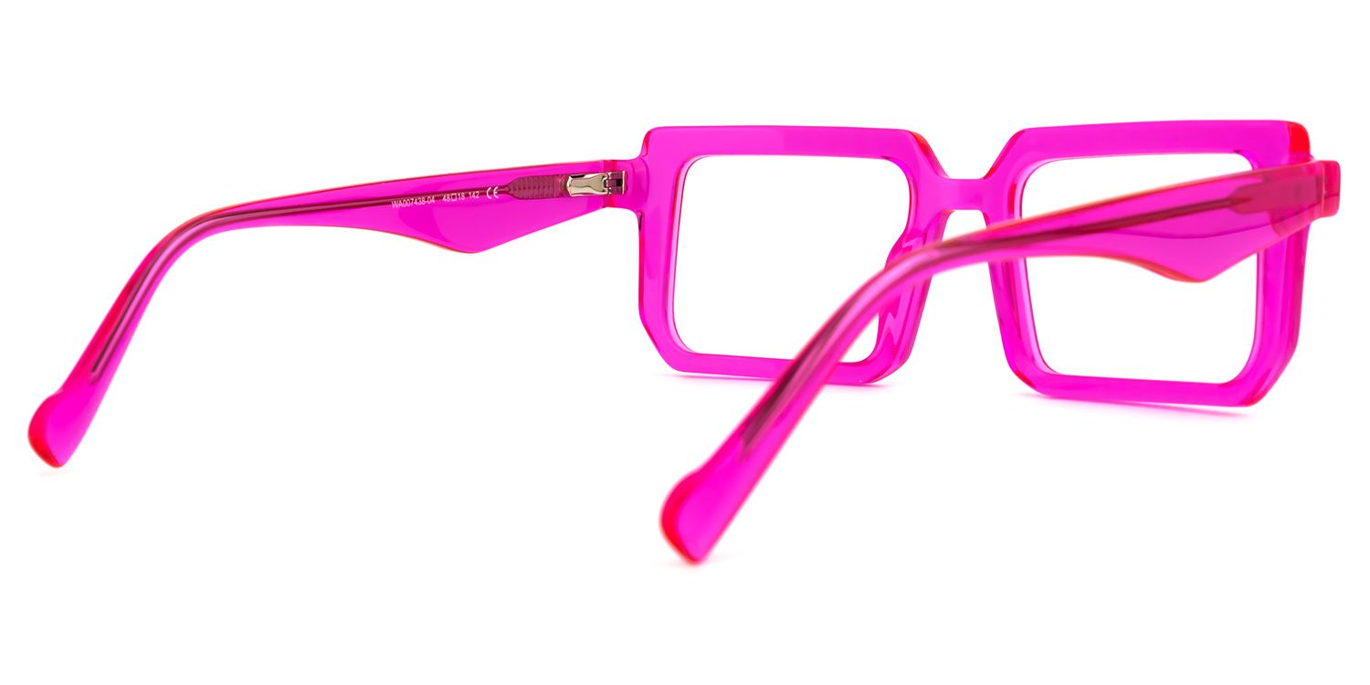 Cassiel - Bold Neon Pink Rectangular Frame Glasses | Vooglam Side View