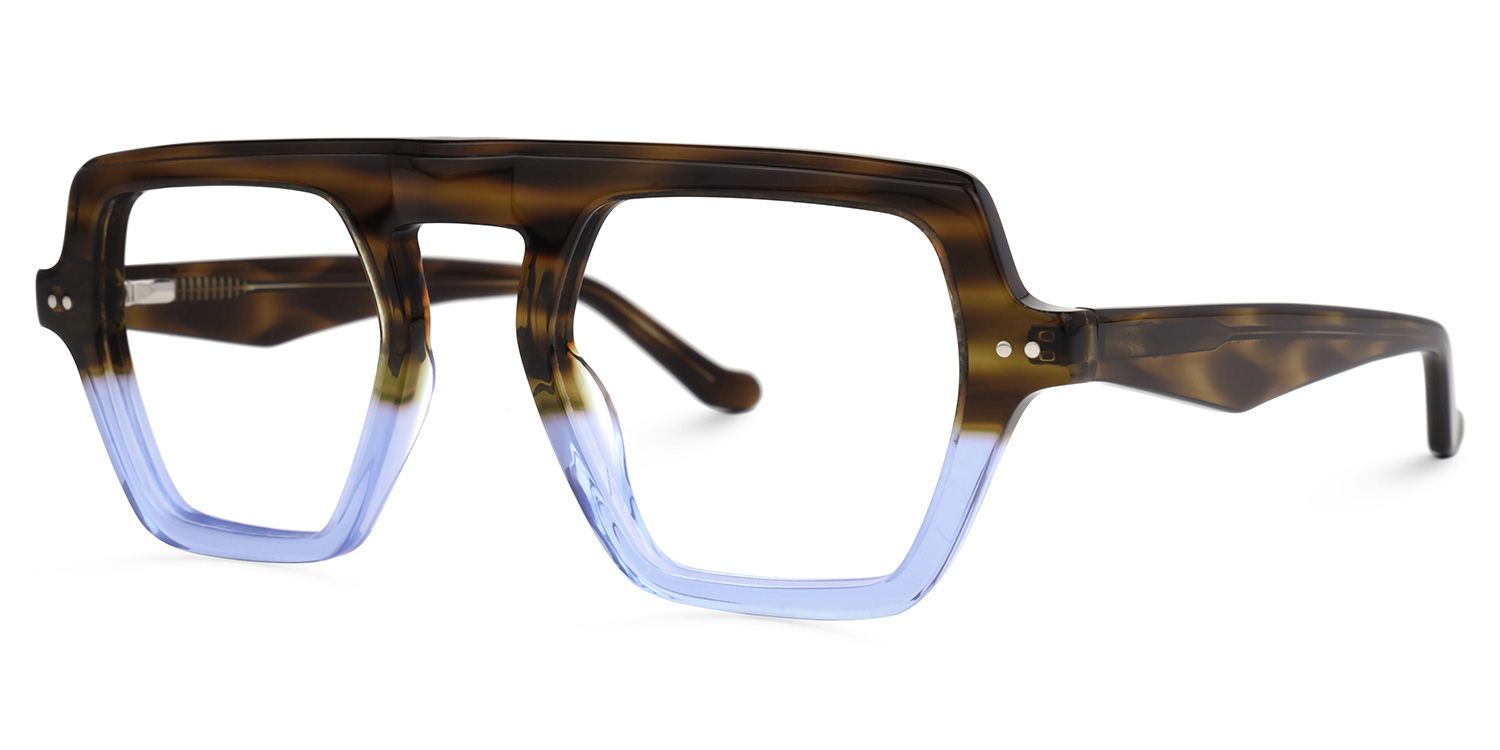 Singh - Geometric Tortoise Eyeglasses | Vooglam Front View