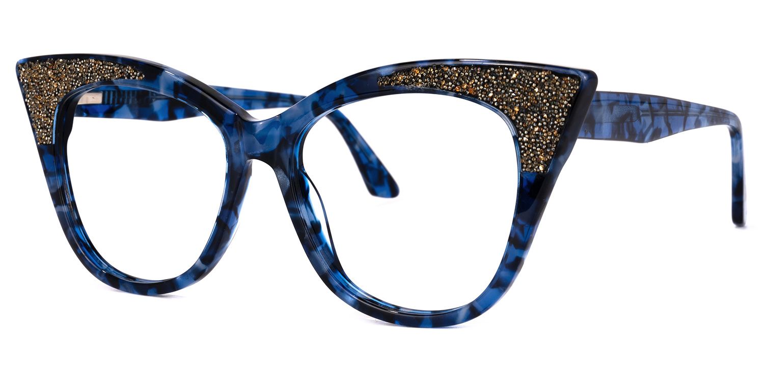 Cat Eye Blue Eyeglasses | Vooglam.com Front View