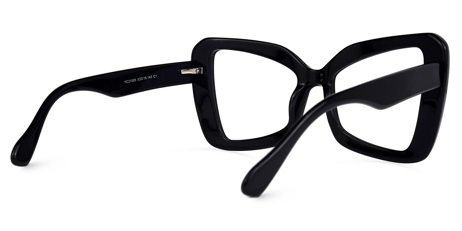 Mandi - Bold Black Butterfly Frame Eyeglasses | Vooglam Side View