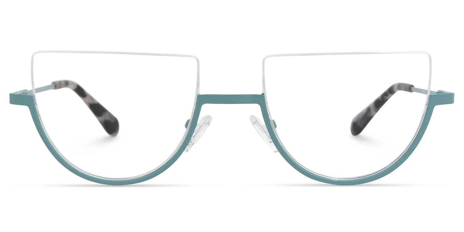Migdalia - Geometric Blue Eyeglasses | Vooglam Angle View