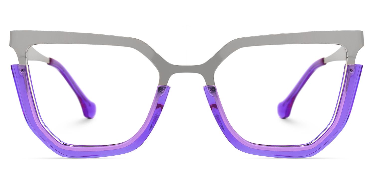 Leeza - Geometric Purple Eyeglasses | Vooglam Angle View