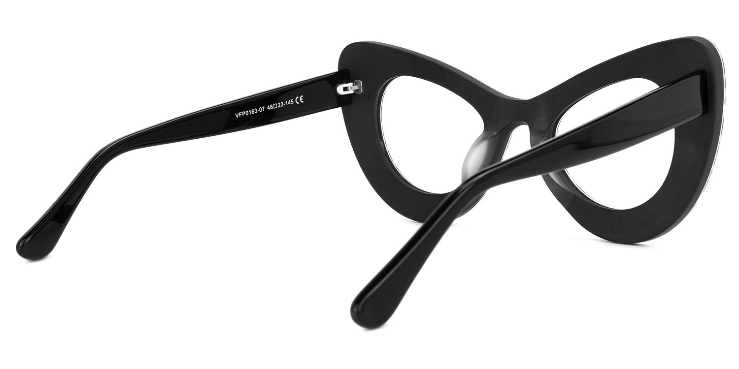 Cat Eye White/Gray Eyeglasses | Vooglam.com Side View