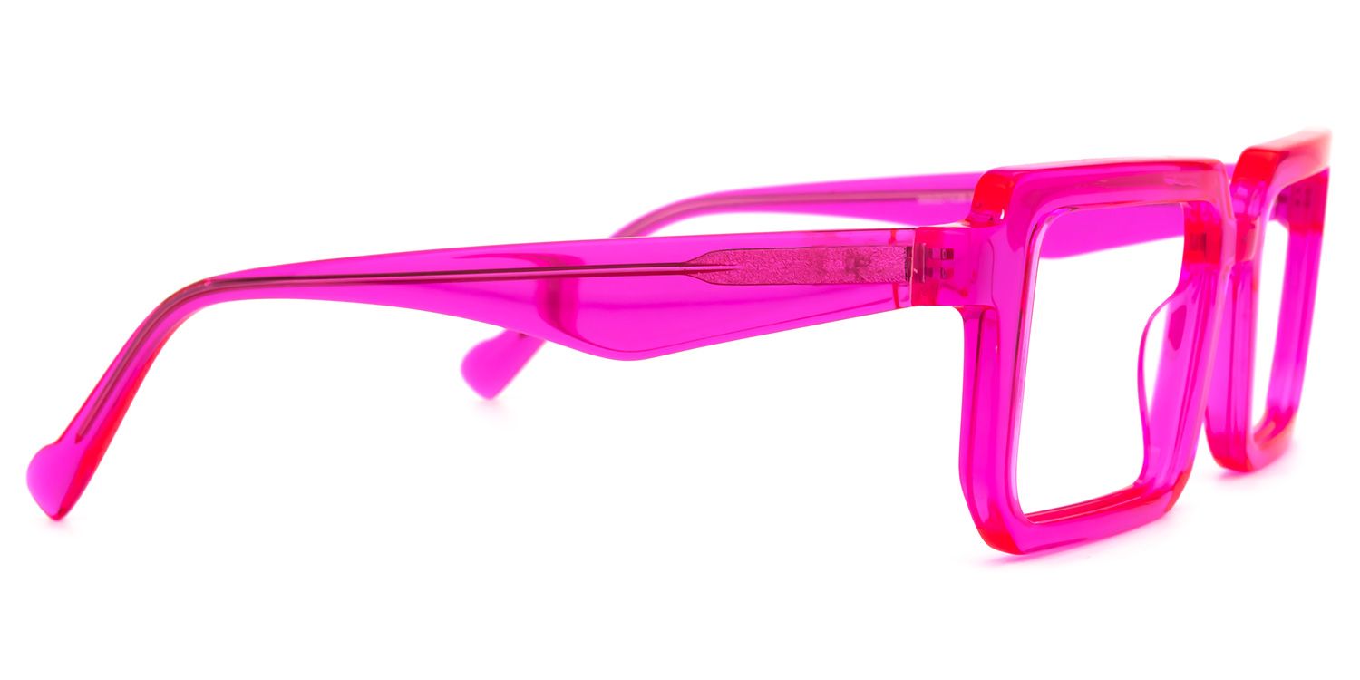 Cassiel - Bold Neon Pink Rectangular Frame Glasses | Vooglam 4