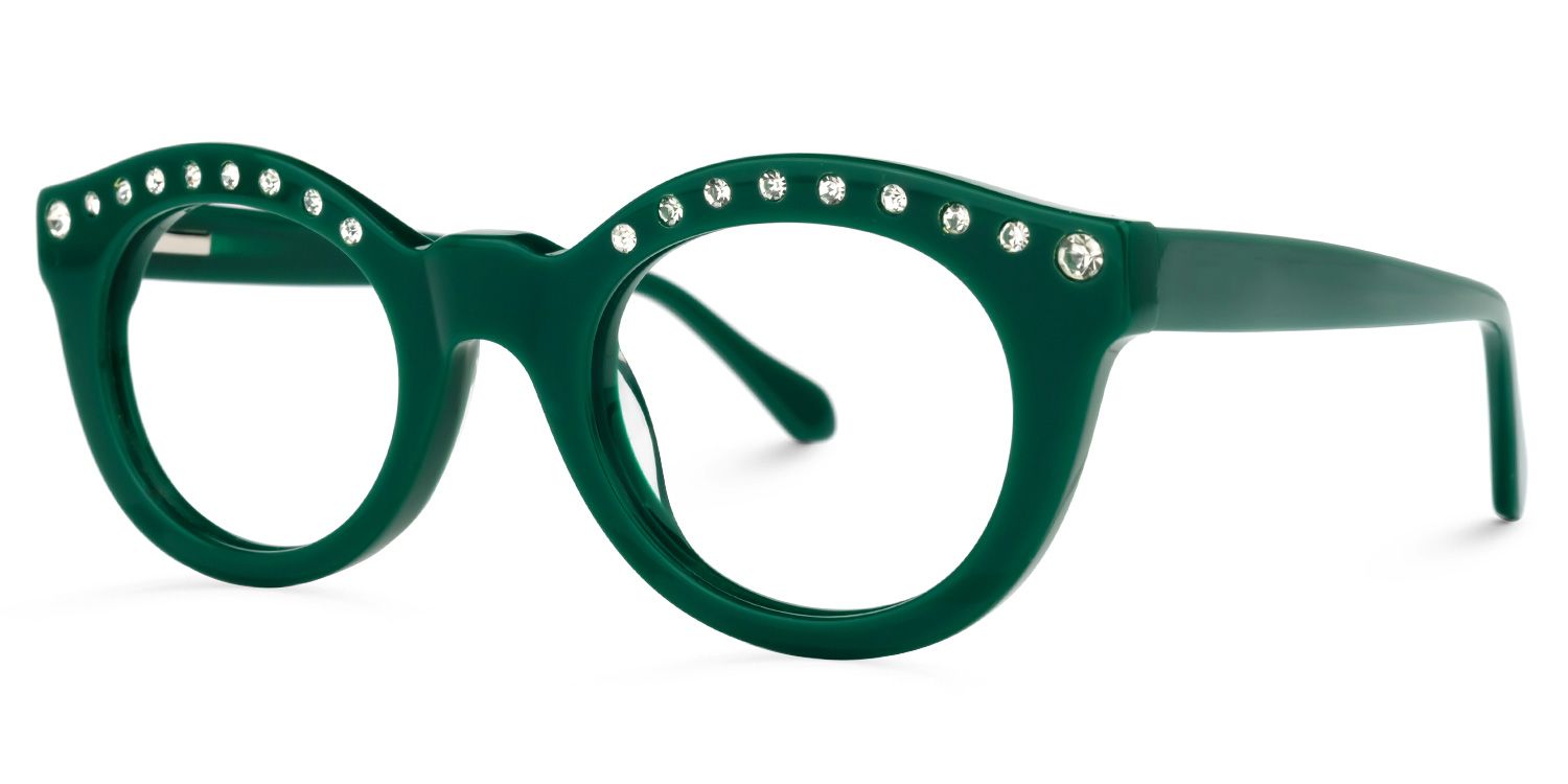 Round Green Eyeglasses | Vooglam.com Front View