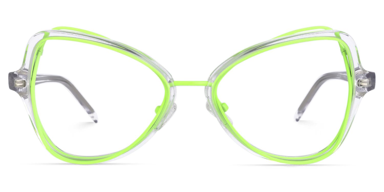 Geometric Green Eyeglasses | Vooglam.com Angle View