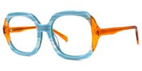 Square Blue/Orange Eyeglasses | Vooglam.com Front View